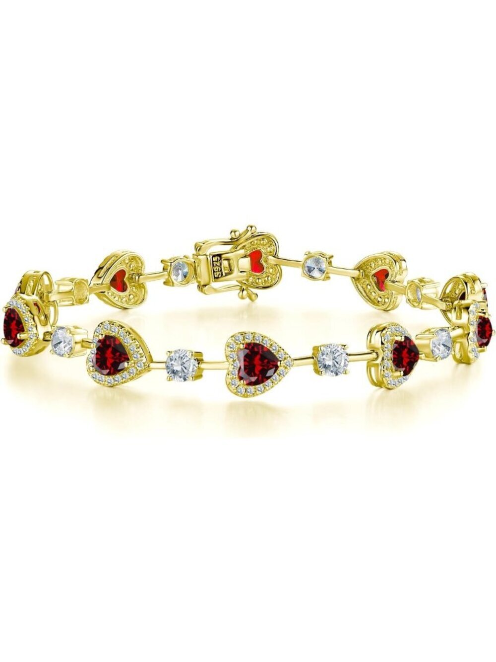 Gemlanto Women Garnet Silver Gemstone Heart Bracelet luxury Fashion Fine Jewelry